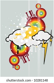 Colorful Design With Clouds and Lighting Illustration Vector