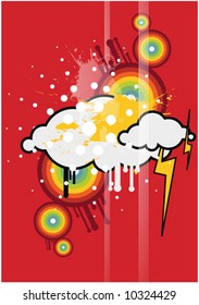 Colorful Design With Clouds and Lighting Illustration Vector