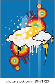 Colorful Design With Clouds and Lighting Illustration Vector