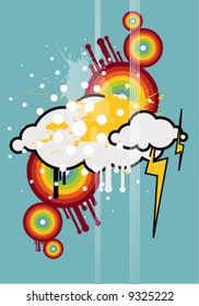 Colorful Design With Clouds and Lighting Illustration Vector