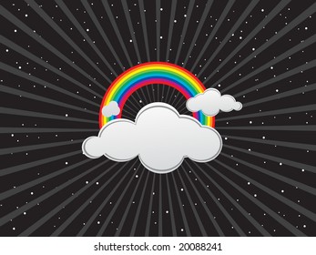 Colorful design with clouds and rainbows