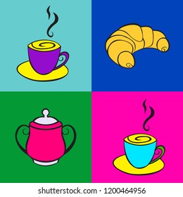 Colorful design with coffee cups