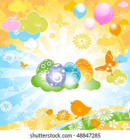 colorful design with easter eggs