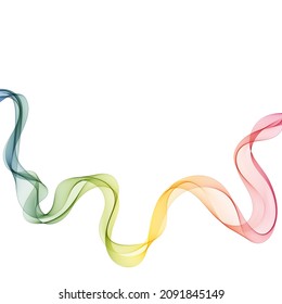 Colorful Design Element Gradient Wave Line Isolated on White Background. Abstract Transparent Smooth Wavy Horizontal Curved Line.