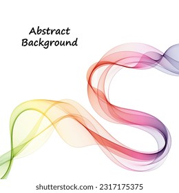 Farbige Design-Element-Farbverlauf-Wave-Linie einzeln auf weißem Hintergrund. Abstrakte, transparente, glatte, waagerechte Linie.