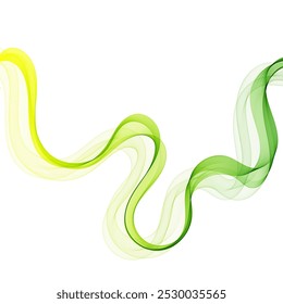 Farbiges Design Element Farbverlauf-Wellenlinie einzeln auf weißem Hintergrund. Abstrakt transparent glatt gewellt.
