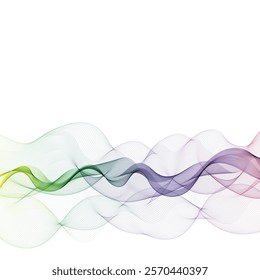 Colorful Design Element Gradient Wave Line Isolated on White Background. Abstract Transparent Smooth Wavy Horizontal Curved Line. Eps 10