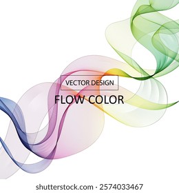 Colorful Design Element Gradient Wave Line Isolated on White Background. Abstract Transparent Smooth Wavy Horizontal Curved Line.