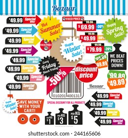 Colorful design elements to create shopping catalogs