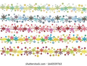Colorful design of flowers lining up