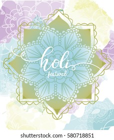 Colorful design Greeting or Invitation card,  Poster for Indian Color Festival, Holi celebration. Vector Illustration.
