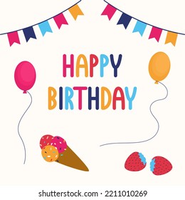 colorful design of happy birthday card