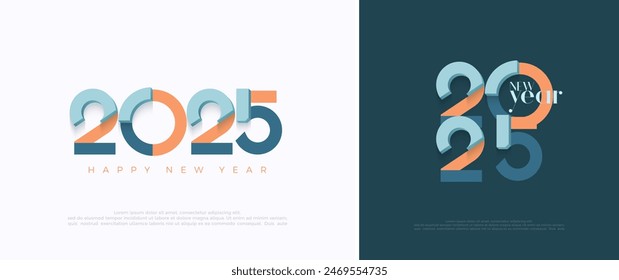 Diseño colorido Feliz Nuevo año 2025. Con un diseño limpio y ordenado. Ilustración vectorial de Premium al Anuncio, Poster, Calendario y Feliz Nuevo Año 2025.