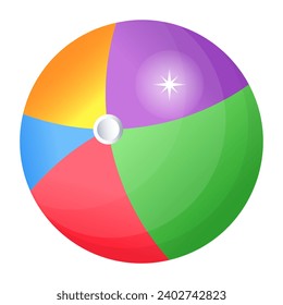 A colorful design icon of beach ball, editable vector 