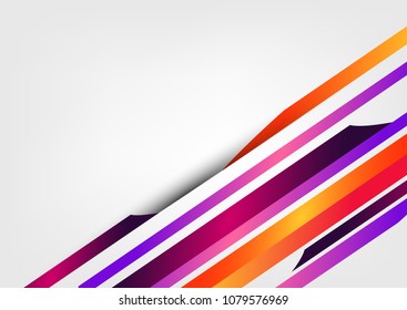 Colorful design. Light background with colorful straight lines. Vector graphic. Diagonal composition.