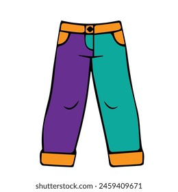 El diseño colorido de pantalones largos y cortos simboliza la alegría.