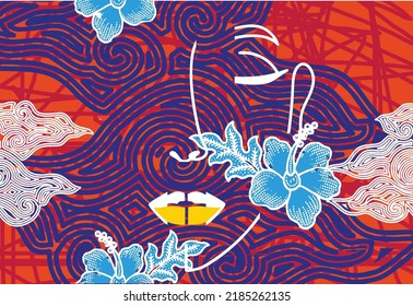 A colorful design of the mask with decorative floral motifs, artistic design art, exclusive for various purposes, EPS 10