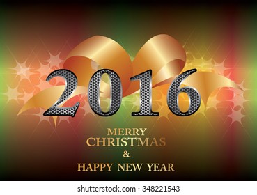 Colorful design of Merry Chirstmas and Happy new year 2016