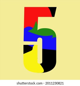 colorful design of number 5 in vector. good for background or logo