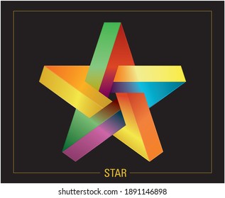 Diseño colorido de la estrella pentagram. Ilustración vectorial.