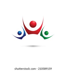 Colorful design of people symbols working as team
