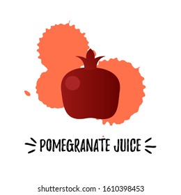 Colorful design for pomegranate juice label. Vector illustration
