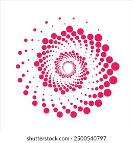 A colorful design with a red and pink circle.