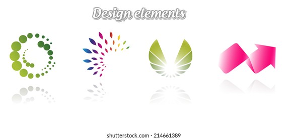 Colorful design set of icons, isolated, vector illustration