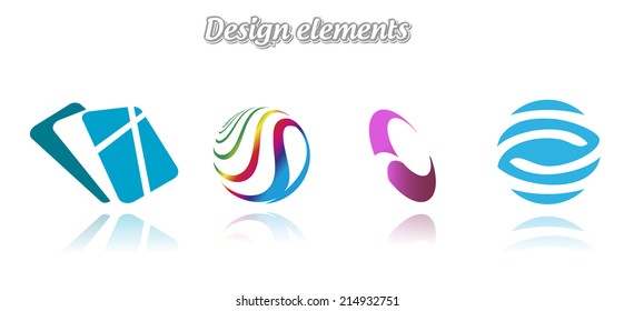 Colorful design set of icons, isolated, vector illustration