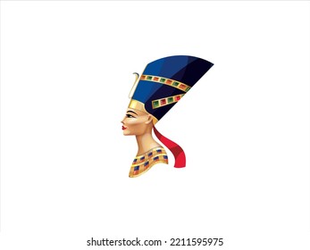 Colorful design of the statue of Queen Nefertiti