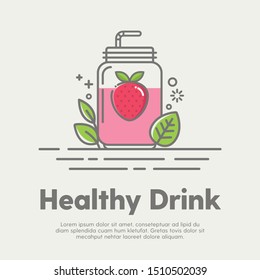 Colorful design style modern vector illustration of Healthy Drink  Fruits Jar vectors