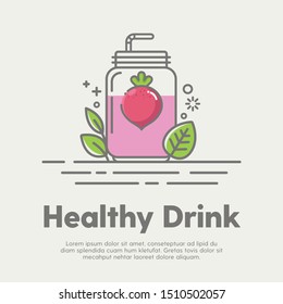 Colorful design style modern vector illustration of Healthy Drink  Fruits Jar vectors