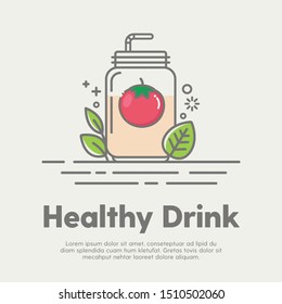Colorful design style modern vector illustration of Healthy Drink  Fruits Jar vectors