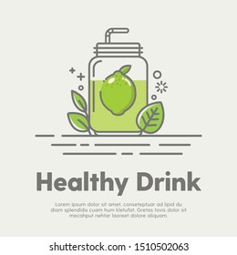 Colorful design style modern vector illustration of Healthy Drink  Fruits Jar vectors