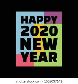 Colorful design symbol Happy New Year 2020. Background or poster design on the black background. Vector illustration EPS.8 EPS.10