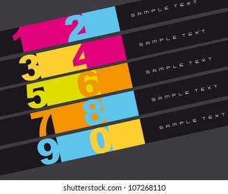 colorful design templates numbered over black background. vector