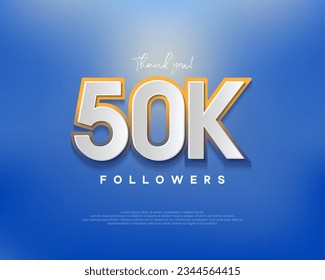 Colorful designs for 50k followers greetings, banners, posters, social media posts. Premium vector background for achievement celebration design.