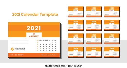 Colorful Desk Calendar Template 2021
