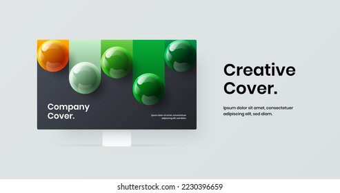 Colorful desktop mockup presentation illustration. Minimalistic banner design vector concept.