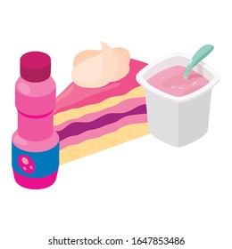 Colorful dessert icon. Isometric illustration of colorful dessert vector icon for web