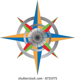 Colorful detailed compass in vector