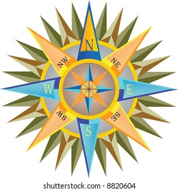 Colorful detailed compass in vector