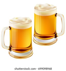 Colorful detailed glass mug of beer