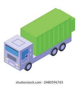 Imagen de Vector isométrico colorido y detallado de un camión de basura verde