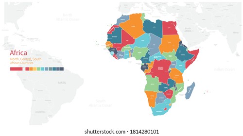 Colorful detailed vector map of the African country.