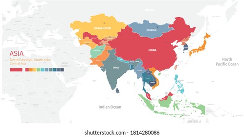 World Map Highlighted Continents Different Colors Stock Vector (Royalty ...