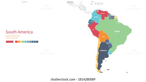 Farbige detaillierte Vektorkarte des südamerikanischen Landes.