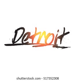 Colorful detroit hand drawing text vector