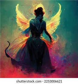 Colorful devil dancing with angel  svg
