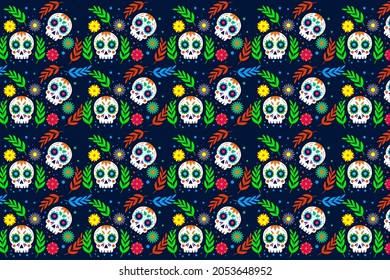 colorful dia de muertos flat design pattern